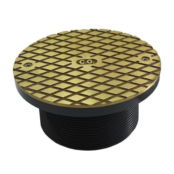 Jones Stephens 4in. Heavy Duty PVC Cleanout Spud with 6in. Polished Brass Round Cover D59914 - main